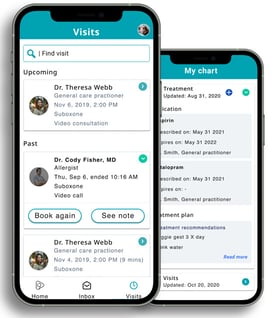 Screenshots of the QuickMD interface on a mobile device