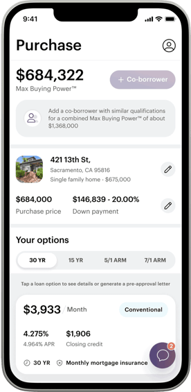 Image of ODHB app with max buying power and loan options Image of ODHB app with max buying power and loan options