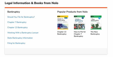 Screenshot of Nolo books
