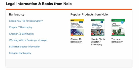 Screenshot of Nolo books Screenshot of Nolo books
