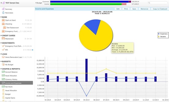 Screenshot from Moneydance