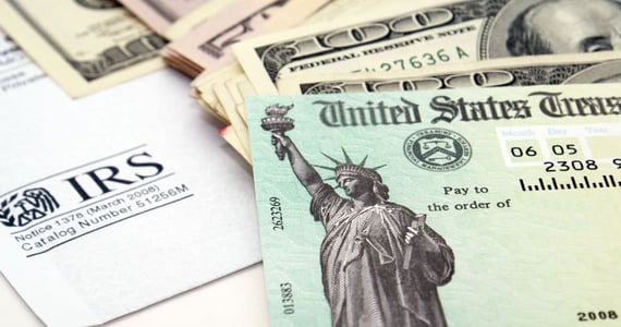Tax return check and USA currency