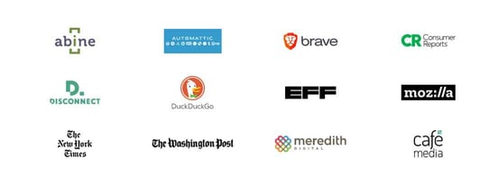Graphic of Global Privacy Control founding organizations Graphic of Global Privacy Control founding organizations