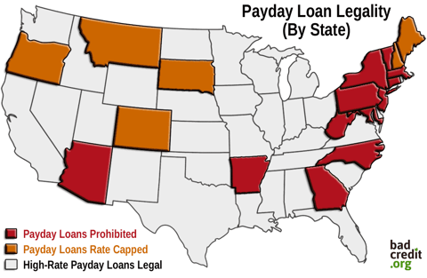 Payday Loan Legality By State Map