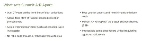 Graphic of Summit A*R's distinguishing factors