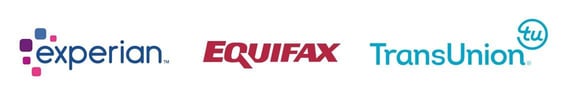 Major credit bureau logos for Experian, Equifax, and TransUnion Major credit bureau logos for Experian, Equifax, and TransUnion