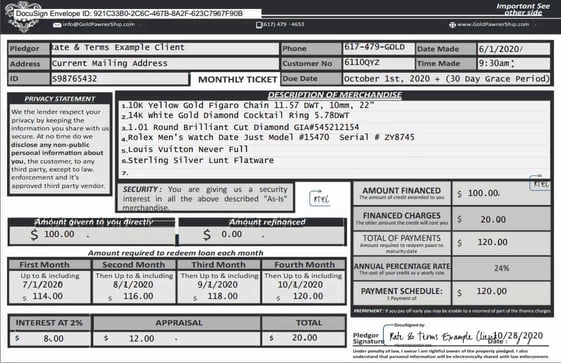Sample Pawn Loan Ticket Sample Pawn Loan Ticket