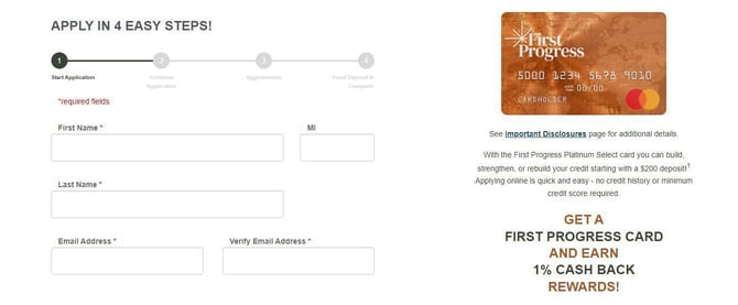 Screenshot of First Progress card application Screenshot of First Progress card application