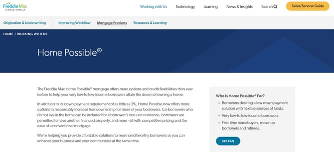 Screenshot of the Home Possible webpage Screenshot of the Home Possible webpage