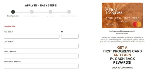First Progress card application