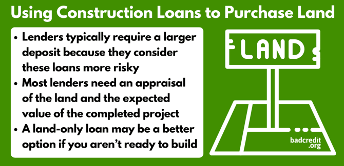 More about using construction loans to purchase land More about using construction loans to purchase land