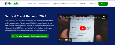 Pinnacle Credit Repair website