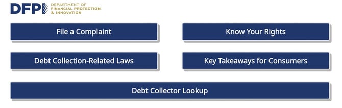 Screenshot from DFPI website Screenshot from DFPI website