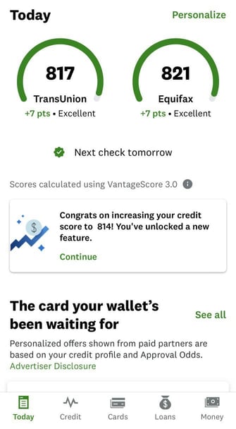Credit Karma mobile screenshot Credit Karma mobile screenshot
