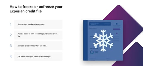 Screenshot of Experian security freeze web page