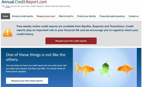 Screenshot of AnnualCreditReport homepage