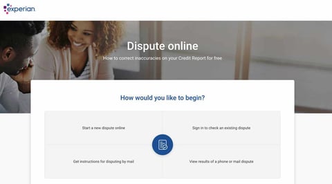 Experian dispute screenshot