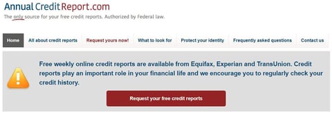 annualcreditreport.com screenshot