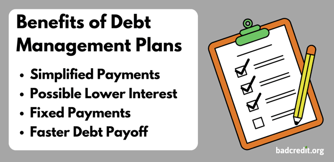 benefits of debt management plans graphic benefits of debt management plans graphic