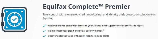 Screenshot of Equifax Complete Premier service