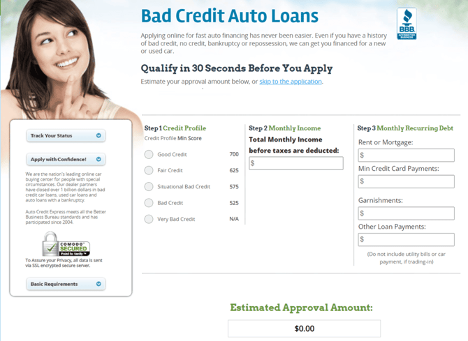 Auto Credit Express online application