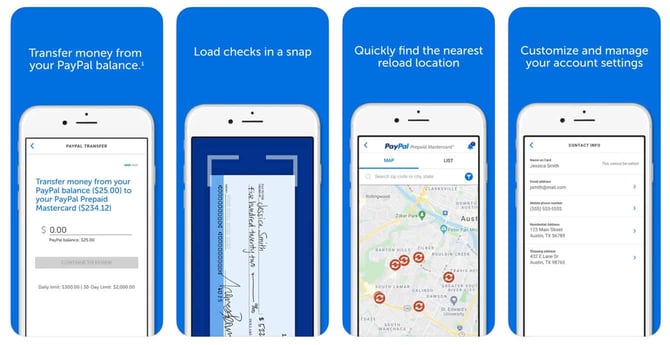 PayPal screenshots from Apple App Store