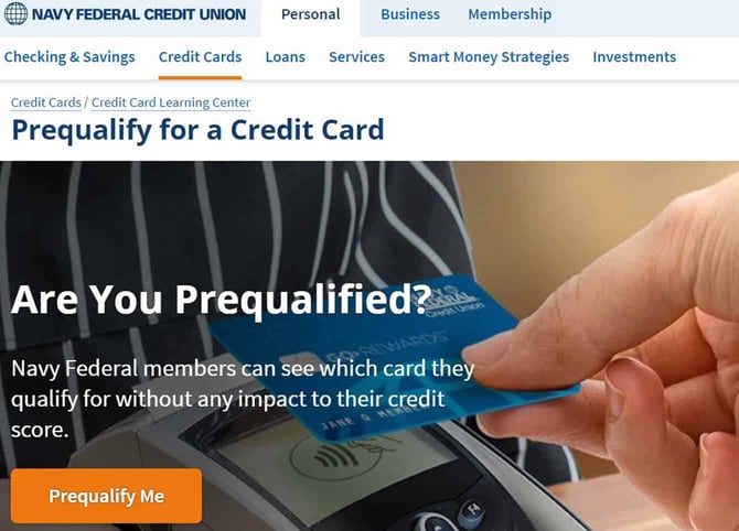 Navy Federal prequalify screenshot Navy Federal prequalify screenshot