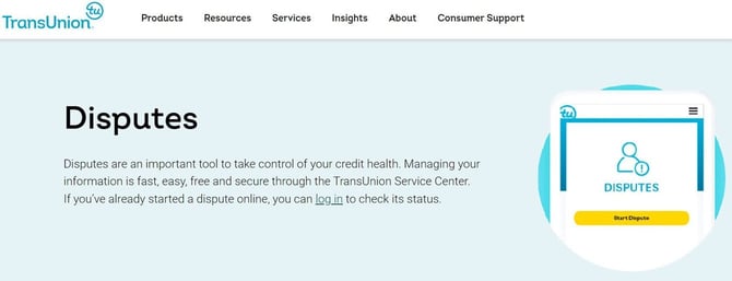 Transunion dispute screenshot