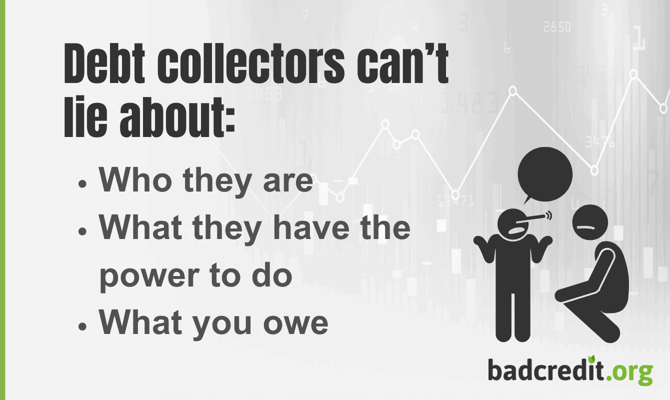 What debt collectors can't lie about with person lying icon What debt collectors can't lie about with person lying icon