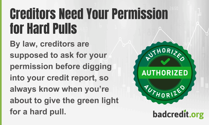 Creditors Need Your Permission for Hard Pulls infographic with explanation