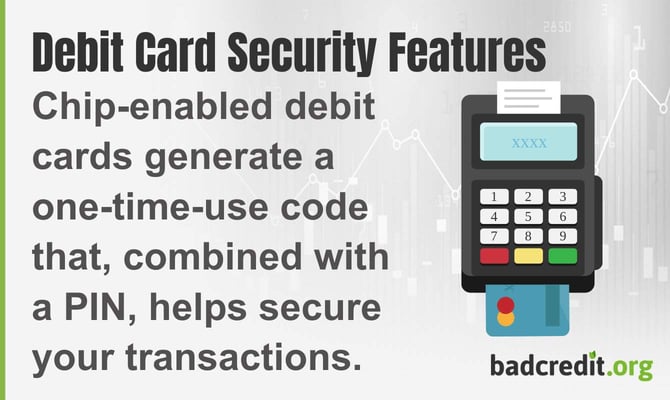 Chip-enabled debit cards generate a one-time-use code that, combined with a PIN, helps secure your transactions.