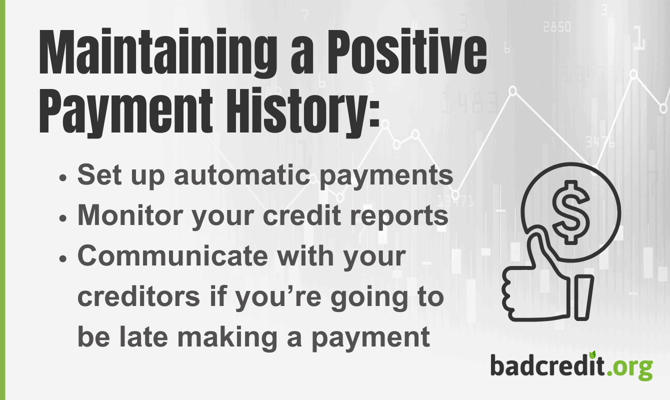 Maintaining a Positive Payment History Bullet Points
