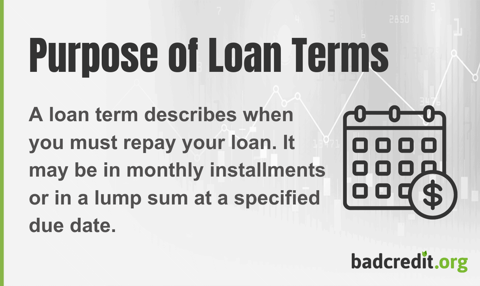Purpose of Loan Terms infographic Purpose of Loan Terms infographic
