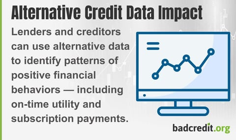 Lenders and creditors can use alternative data to identify patterns of financial behaviors, including on-time utility and subscription payments.