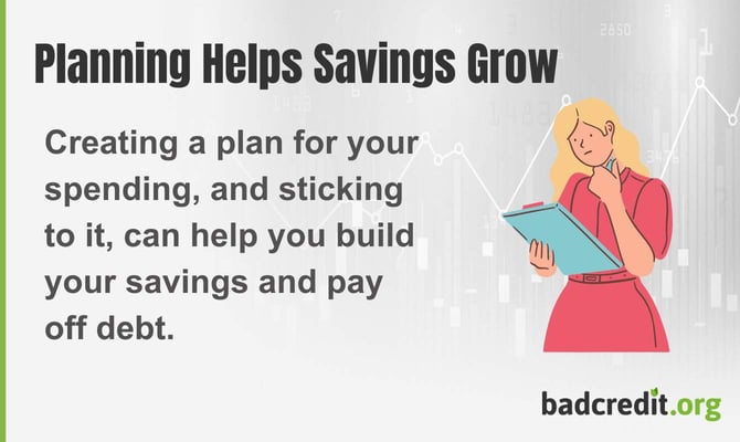 Creating a plan for your spending and sticking to it can help you build your savings and pay off debt.