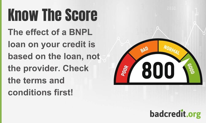 The effect of a BNPL loan on your credit is based on the loan, not the provider. Check the terms and conditions first!