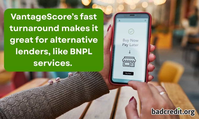 VantageScores fast turnaround makes it great for alternative lenders, like BNPL services.