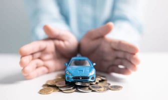 toy car on coins graphic