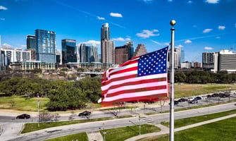 city background with american flag graphic city background with american flag graphic