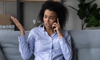 a frustrated consumer on the phone graphic a frustrated consumer on the phone graphic