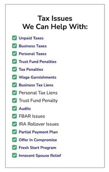 Tax issues CuraDebt can help with screenshot