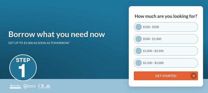 MoneyMutual Step 1 screenshot