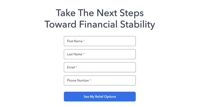 National Debt Relief Application Screenshot