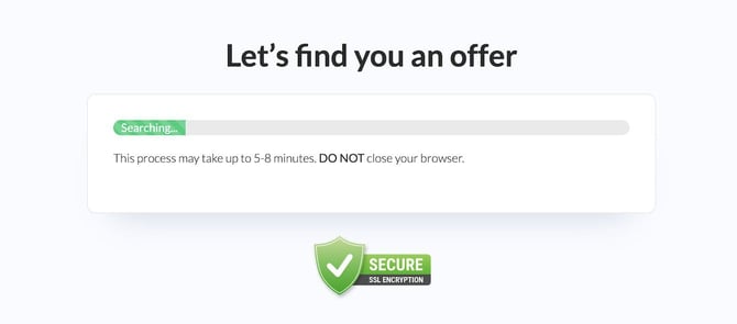 Screenshot of One Loan Stop find an offer screen