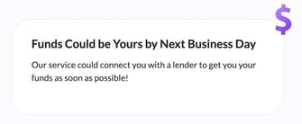 Screenshot of One Loan Stop funding speed graphic