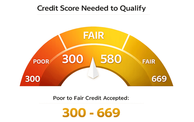 Chart showing the credit score requirements of the Fortiva Cash Back Mastercard