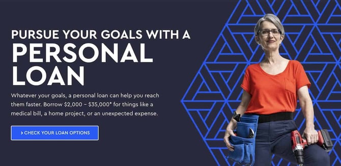 Screenshot from Avant loans website homepage