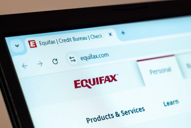 Equifax page on screen Equifax page on screen