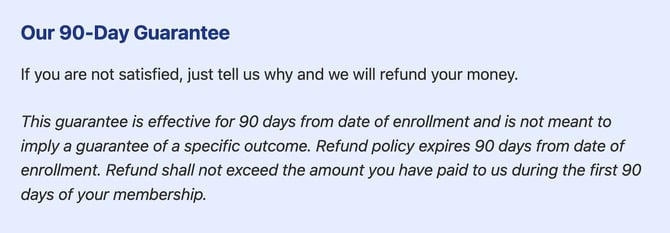 Screenshot of Sky Blue 90-day guarantee