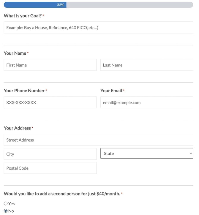 Screenshot of CreditFirm.net signup step 2
